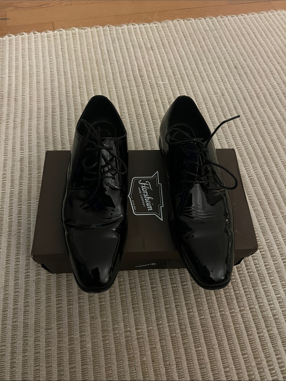 Florsheim Black Patent Leather Lace-Up Oxfords